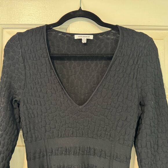Good American Textured Black Long Sleeve Dress - L - Picture 6 of 12
